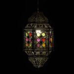 LAMPARA TECHO METAL ACRILICO 29X26X60 DORADO - Imagen 3