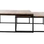 MESA CENTRO SET 2 UD. METAL MANGO 90X90X40 NATURAL - Imagen 5