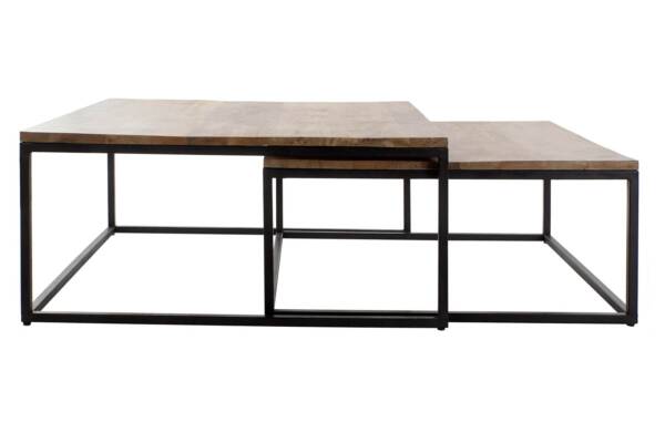 MESA CENTRO SET 2 UD. METAL MANGO 90X90X40 NATURAL - Imagen 5