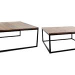 MESA CENTRO SET 2 UD. METAL MANGO 90X90X40 NATURAL