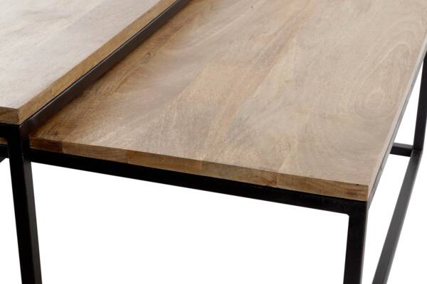 MESA CENTRO SET 2 UD. METAL MANGO 90X90X40 NATURAL - Imagen 4