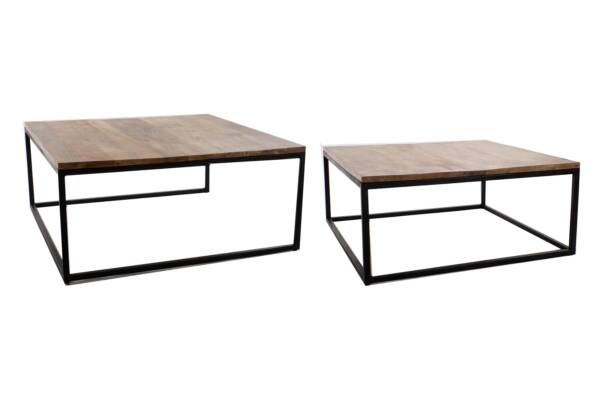 MESA CENTRO SET 2 UD. METAL MANGO 90X90X40 NATURAL