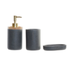 BAÑO SET 3 RESINA BAMBU 7,5X8X18 GRIS OSCURO