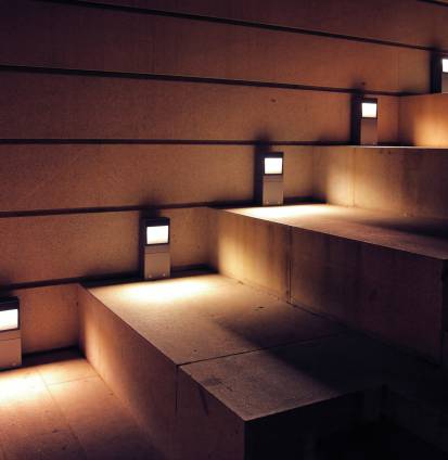 modern minimalism style stairs with night lighting